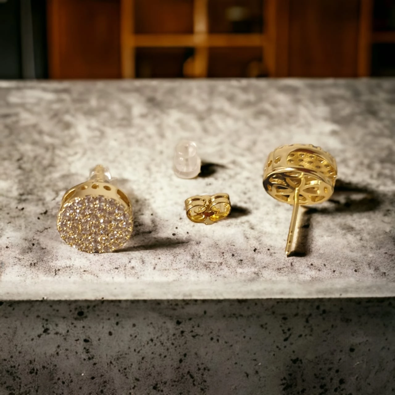 Romanian Gold Tone Round Stud Earrings - photo 3