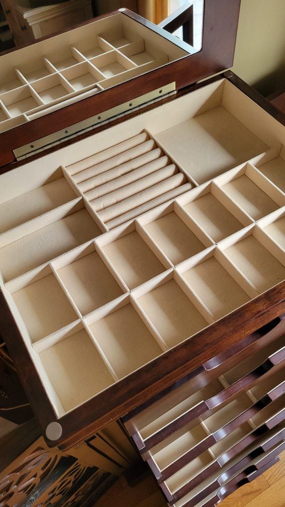 Wood Jewelry Armoire with Mirror and Drawers - photo 2
