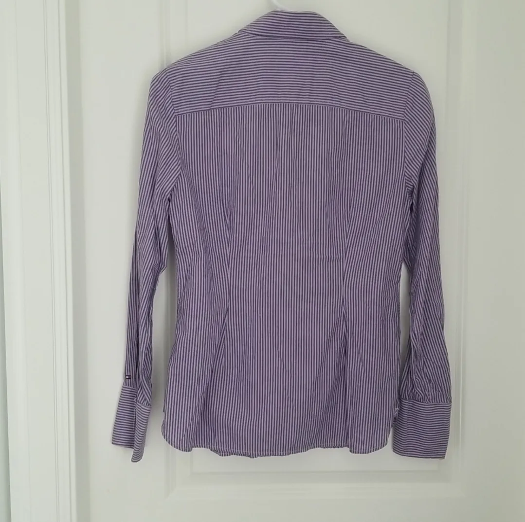 Tommy Hilfiger Purple Striped Button Blouse Size S image indicator(2)