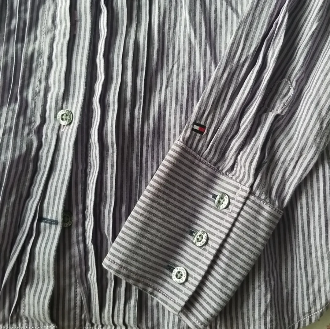 Tommy Hilfiger Purple Striped Button Blouse Size S image indicator(3)