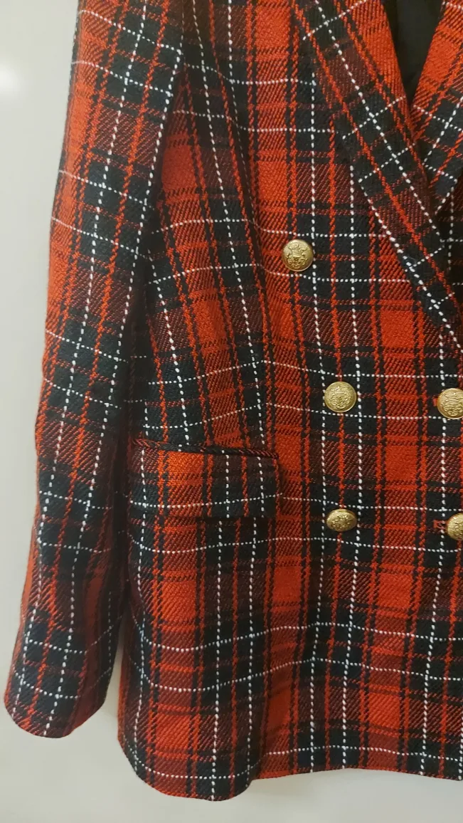 Zara Red Plaid Blazer image indicator(7)