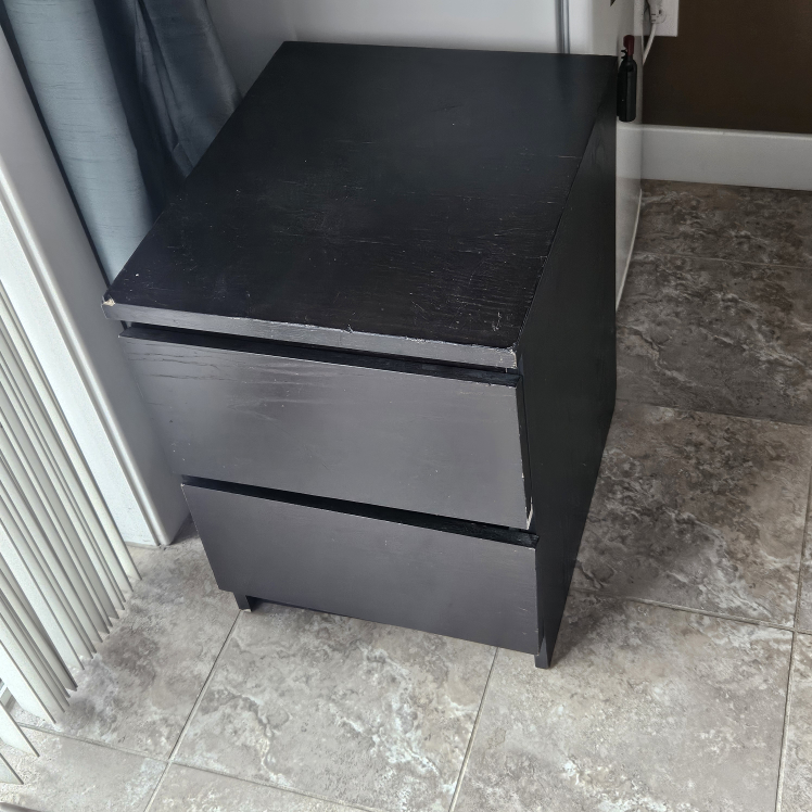 Black Nightstand with Two Drawers - photo 3