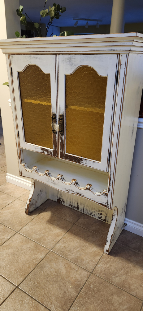 White Distressed Wall Cabinet / Hutch #freecycle