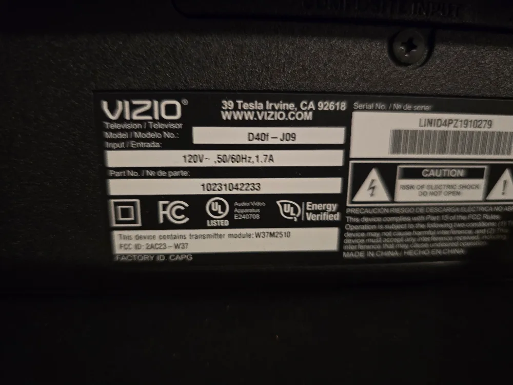 Vizio D40F-J09 40 inch TV image indicator(7)