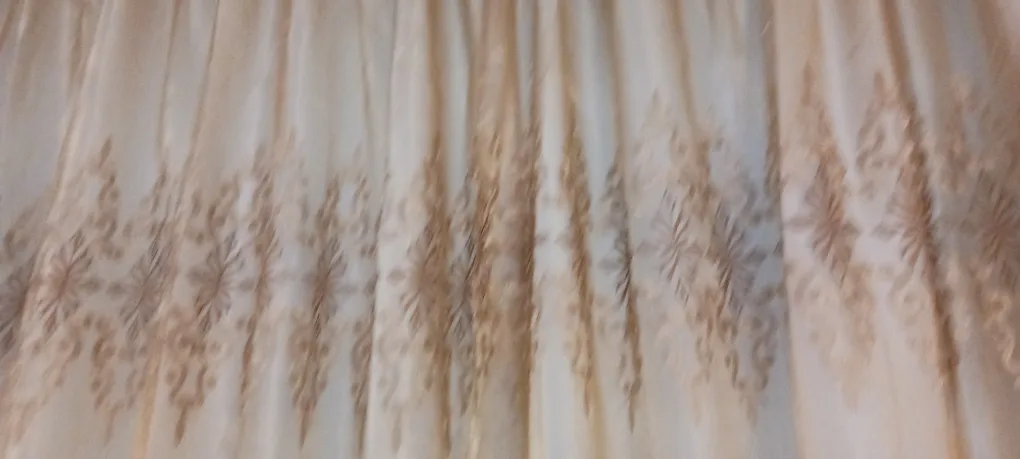 Sheer golden Embroidered Turkish Curtains $25 each image indicator(3)