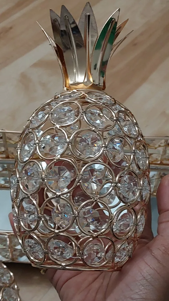 BNIB 4pcs Crystal Fruit Centerpieces Apple, Pear & Pineapple image indicator(3)