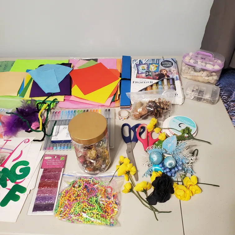 Craft Supplies Lot - Stickers, Paper, Markers, Beads image indicator(2)