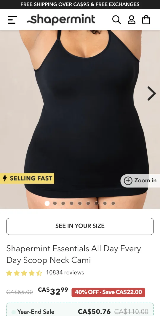 NWT Shapermint Essentials All Day Every Day Scoop Neck Cami x3 image indicator(3)