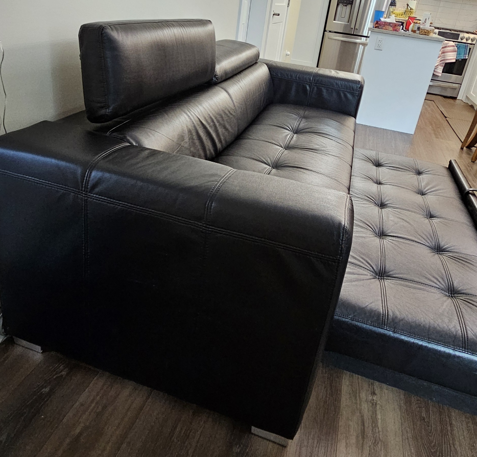 Black Leather Sofa Bed - photo 3