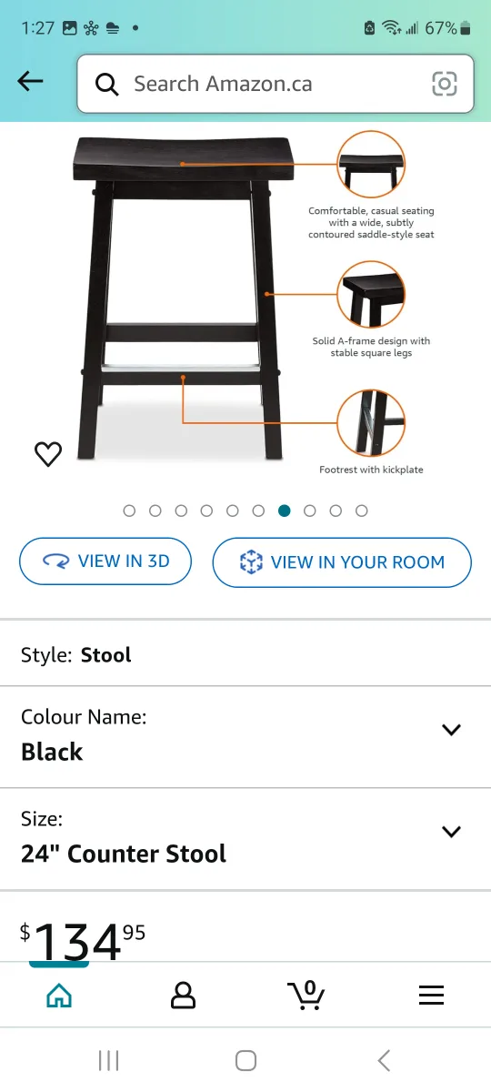 Amazon Basics Counter Height Stool - Set of 2 image indicator(3)