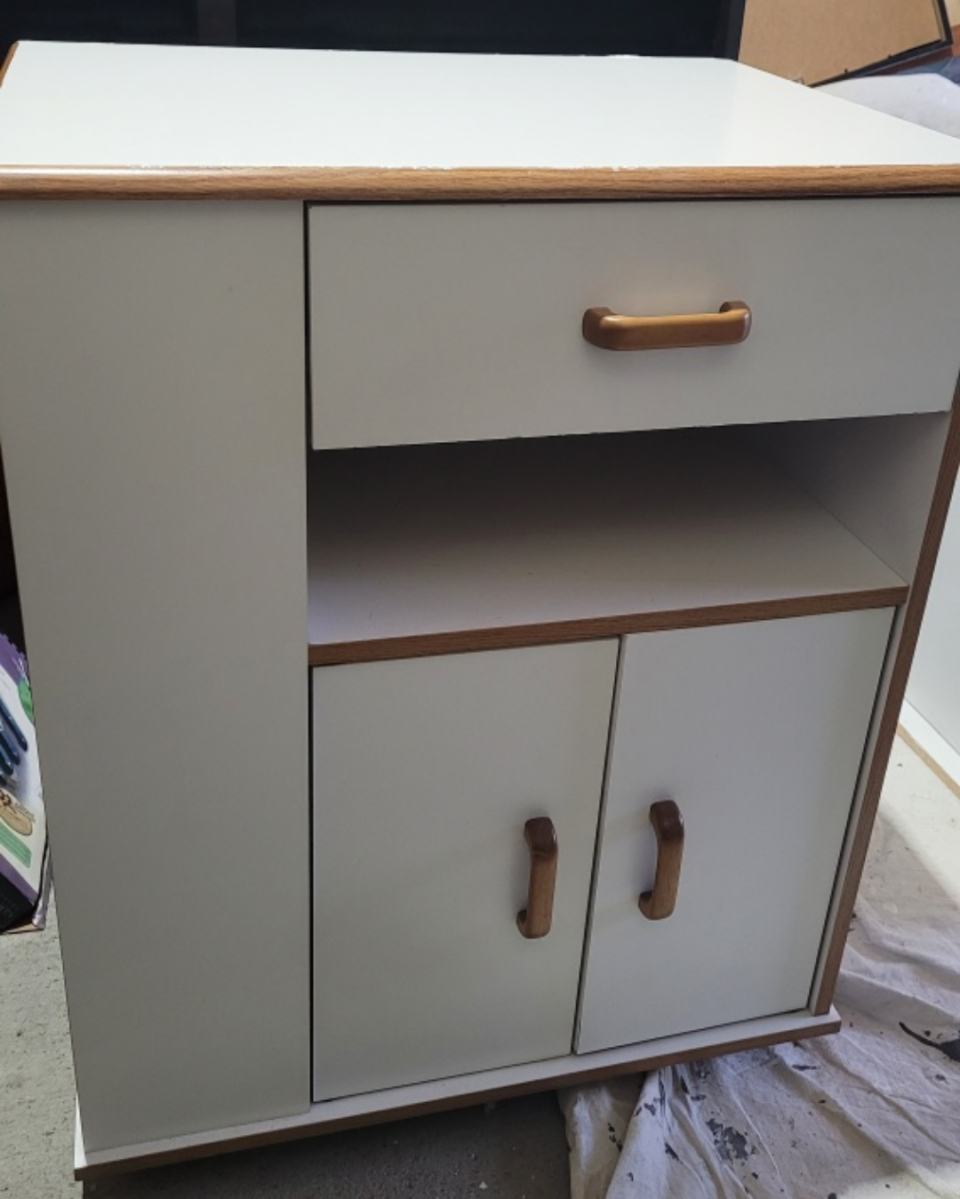 White Kitchen Cabinet with Doors and Drawers