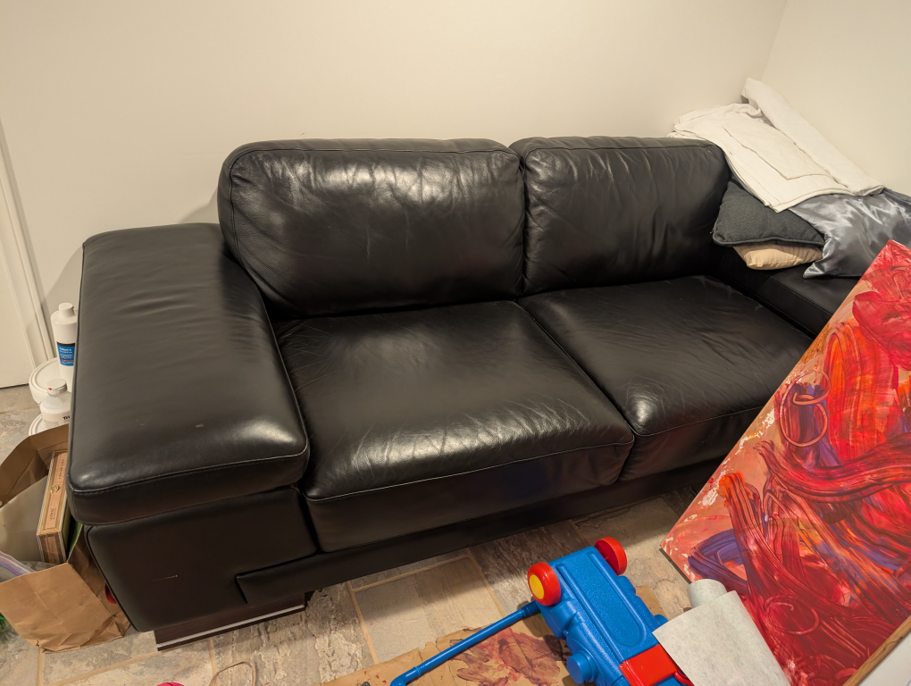 Piuattro Black Leather Sofa made in Italy - photo 2