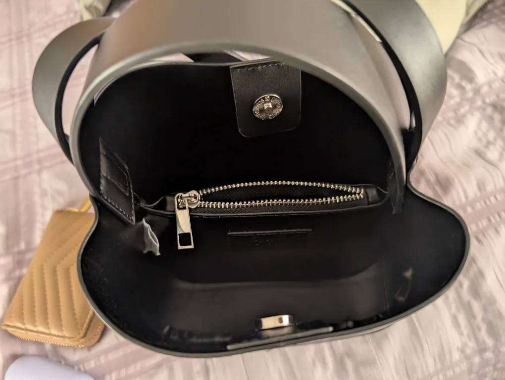 Black Vegan Leather Mini Bucket Bag image indicator(4)