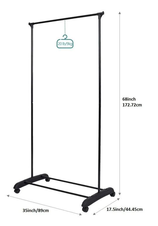 Black Rolling Clothes Rack