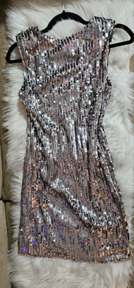 NYE Silver Sequin Dress Made in Italy image indicator(2)