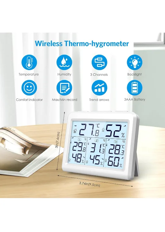 Wireless Thermo-hygrometer with 3 Channels image indicator(3)