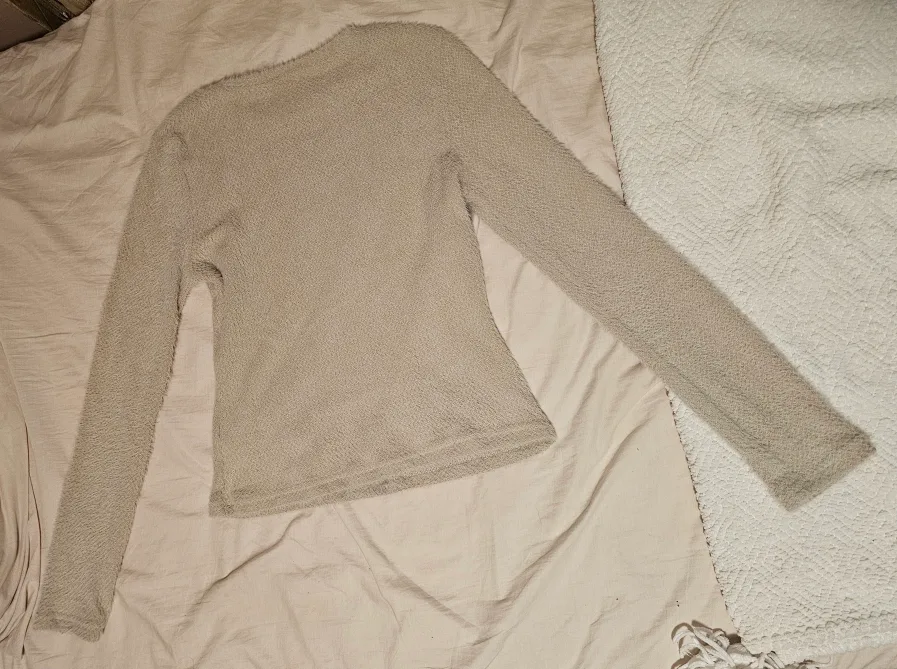 Cream Long Sleeve Fuzzy Sweater #Thriftypicks image indicator(2)