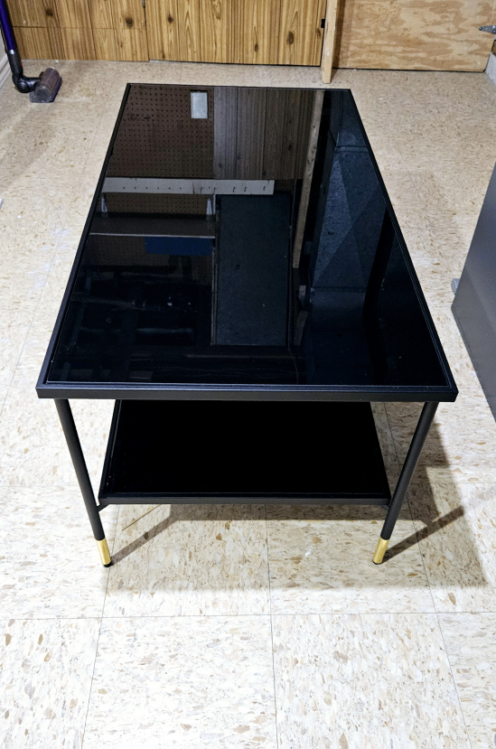 Black Glass Coffee Table with Gold Accents - photo 2