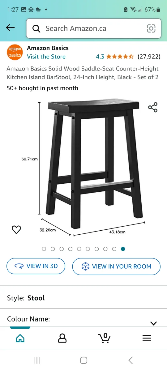 Amazon Basics Counter Height Stool - Set of 2 image indicator(2)