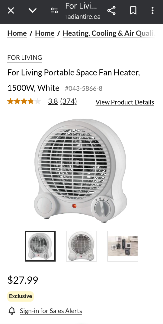 For Living Portable Space Fan Heater - photo 3