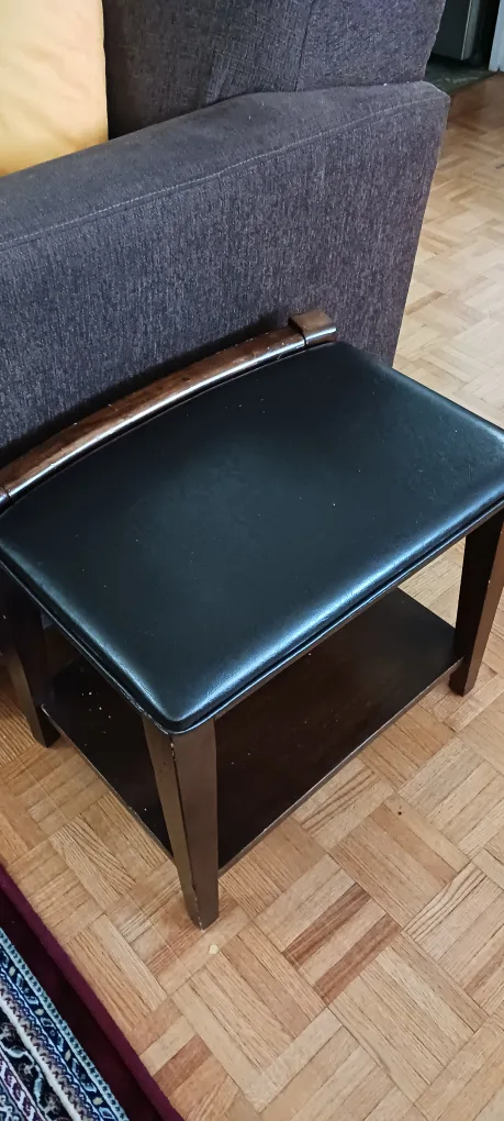 Wooden side tables with leather top each $18 image indicator(3)