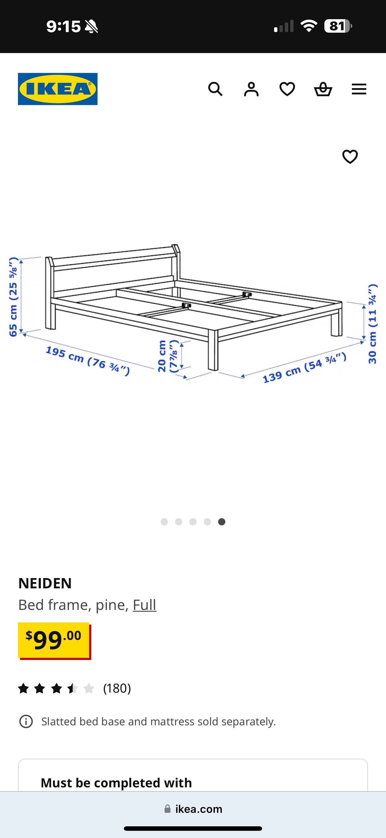 Ikea wooden bed frame - photo 2
