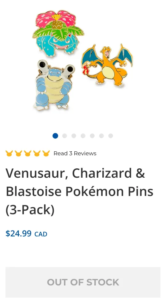 Pokémon Center Exclusive; Final Stage Kanto Starters Pins image indicator(3)