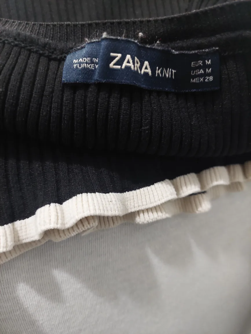 Youth or Pettite Zara Black Knit Top with White Trim image indicator(4)