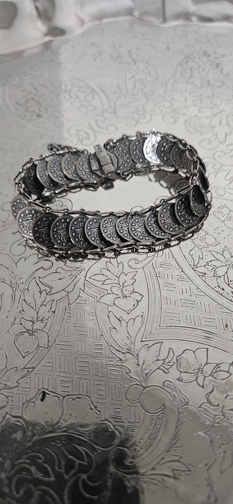 silver coin 925K stamped bracelet
