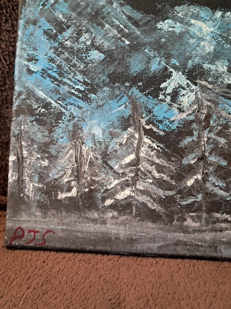 Original Painting - Night Sky Mountains image indicator(2)