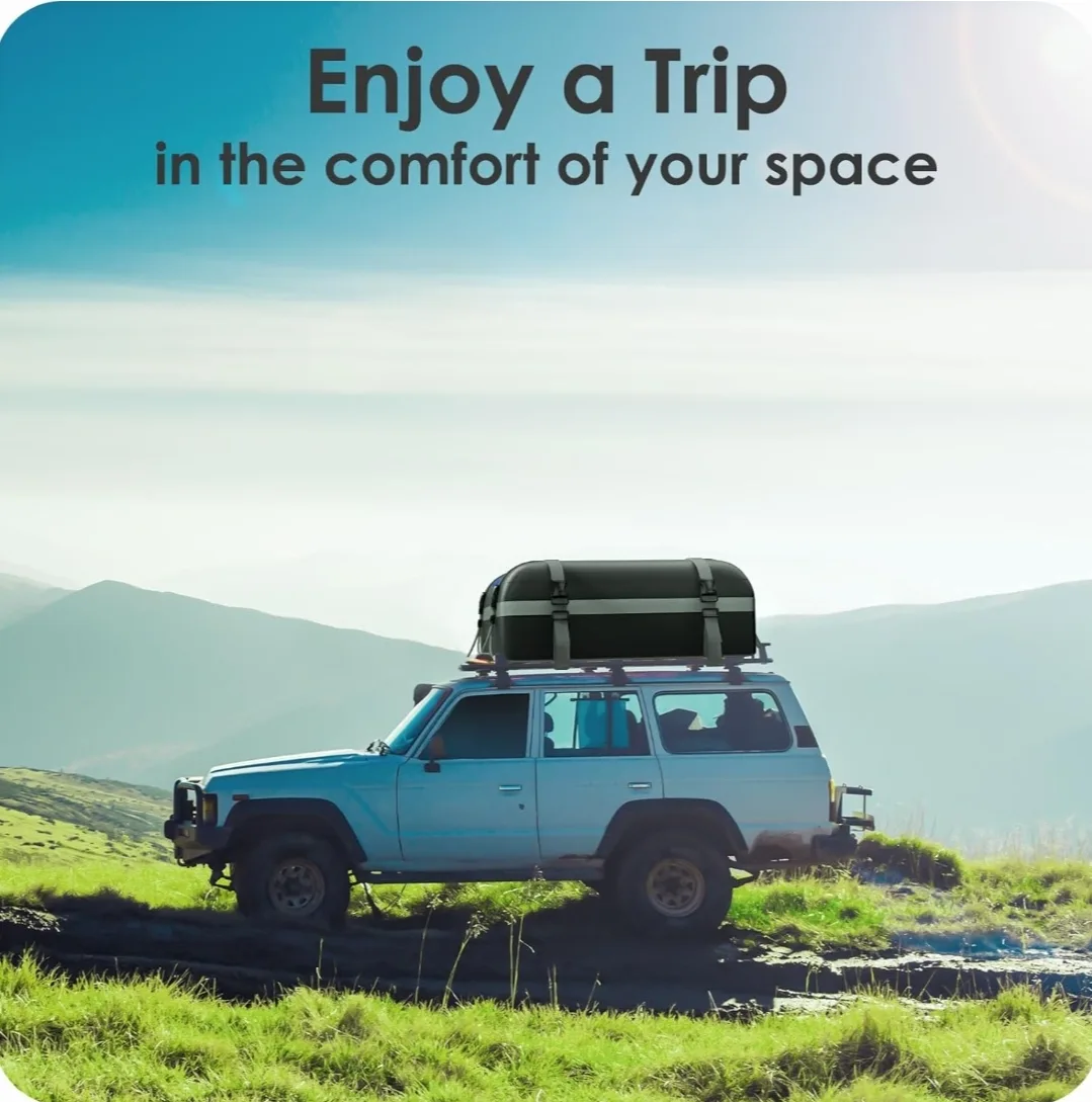 Roof Cargo Carrier 15 Cubic/425 L, 700D Waterproof w/ 6 Straps image indicator(8)