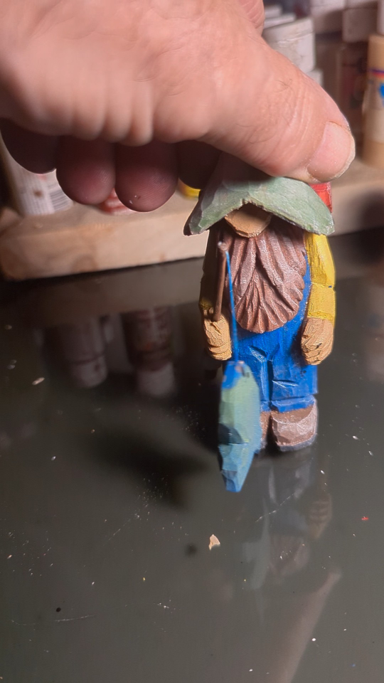Hand-carved Wooden Fisherman Figurine - photo 2