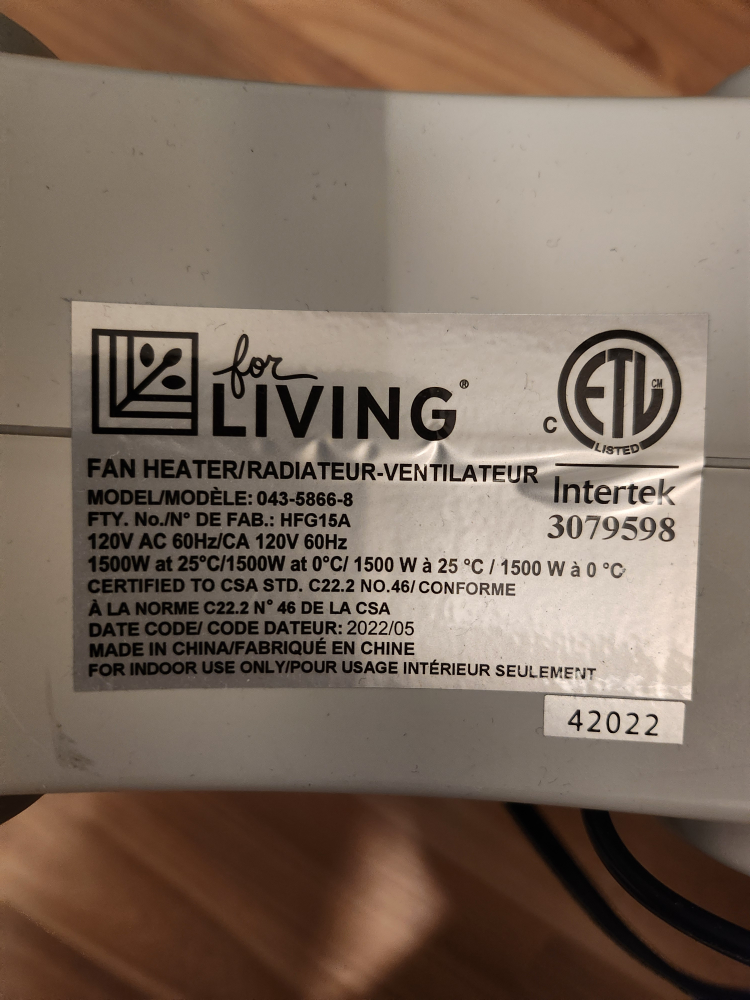 For Living Portable Space Fan Heater - photo 2
