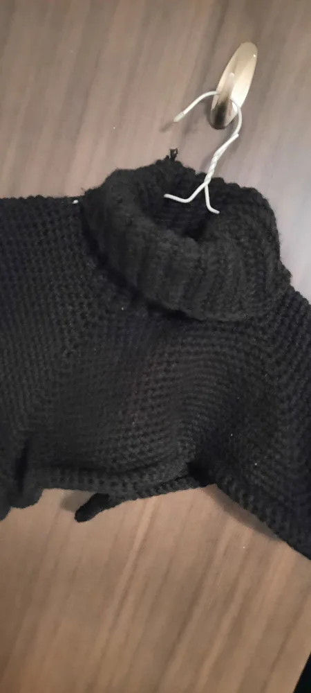3/$20 Black Turtleneck crop poncho image indicator(2)