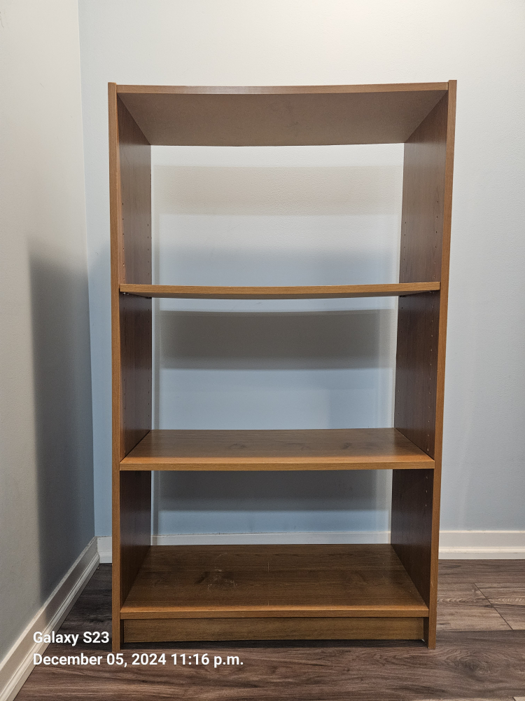 Wooden 3-Shelf Bookcase