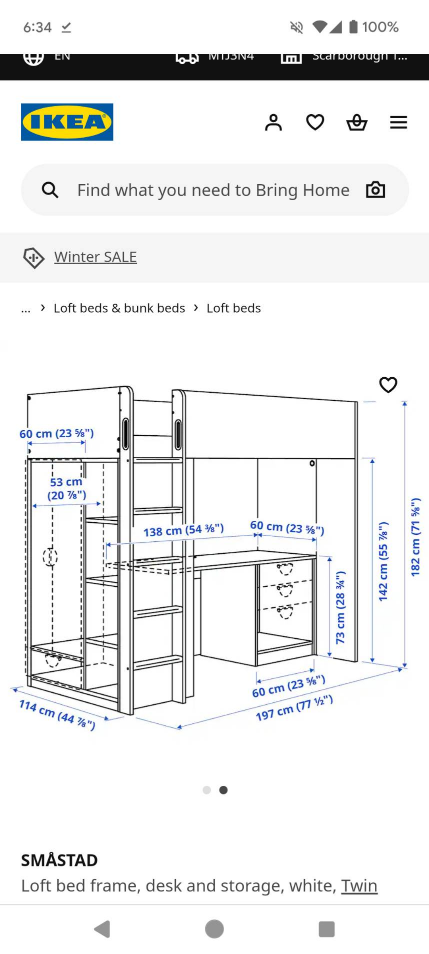IKEA SMÅSTAD Loft Bed with Desk and Storage - photo 3