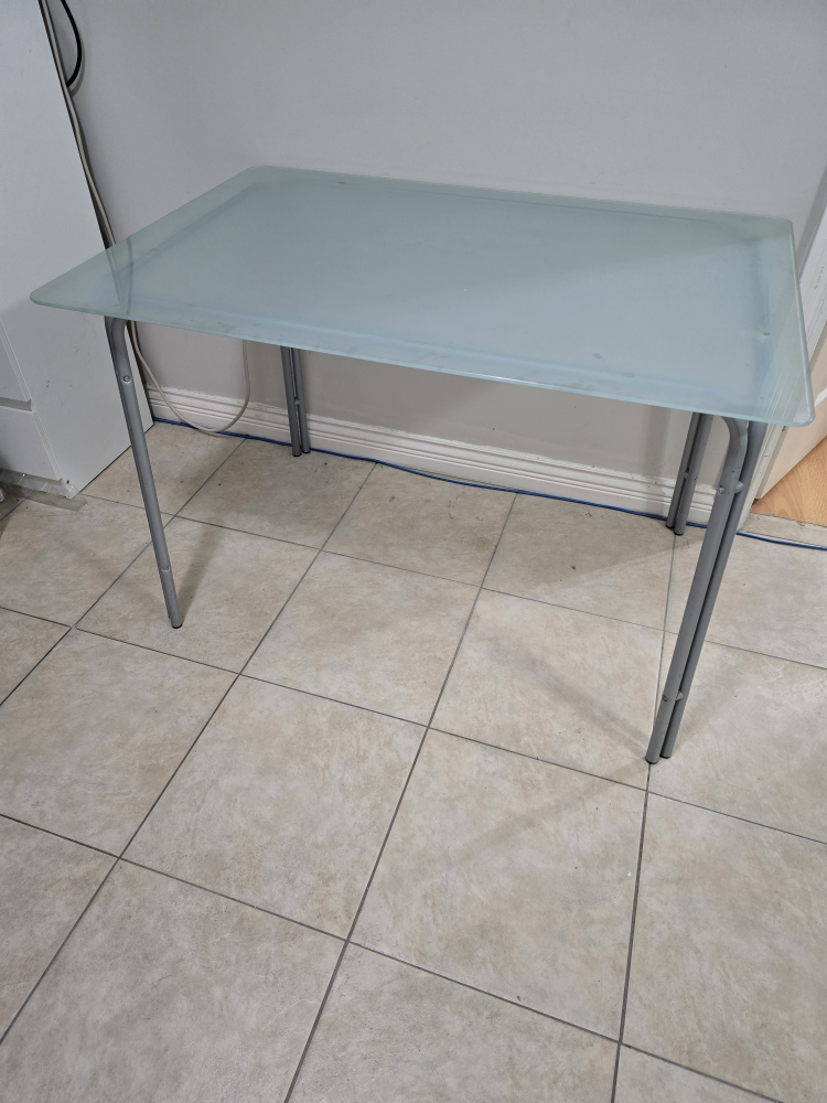 Glass Dining Table with Metal Legs