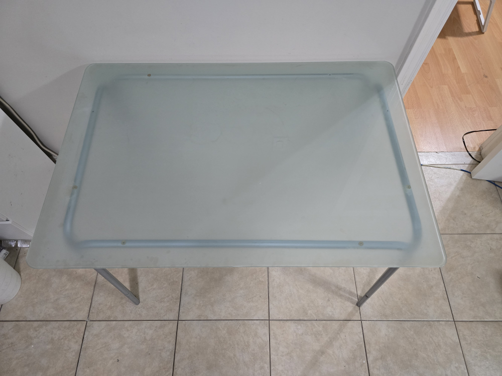 Glass Dining Table with Metal Legs - photo 2