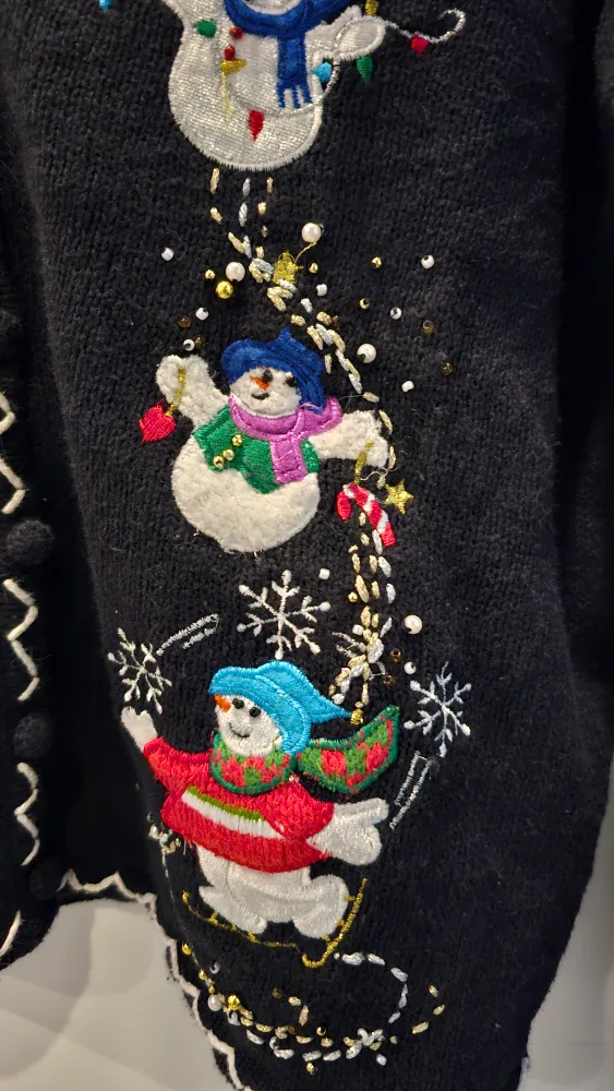 Vintage Black Christmas Snowman Sweater image indicator(4)