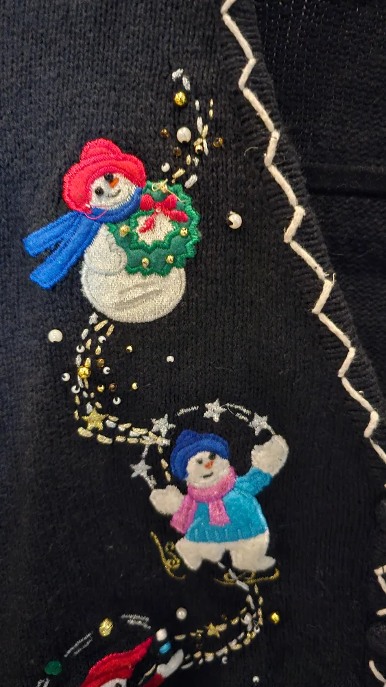 Vintage Black Christmas Snowman Sweater image indicator(5)