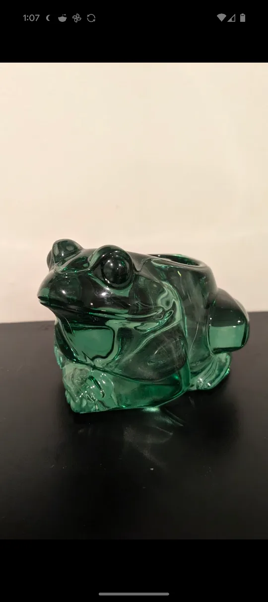 Vintage Green Glass Frog Candle Holder thumbnail
