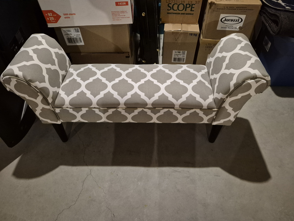 Grey and White Upholstered Bench