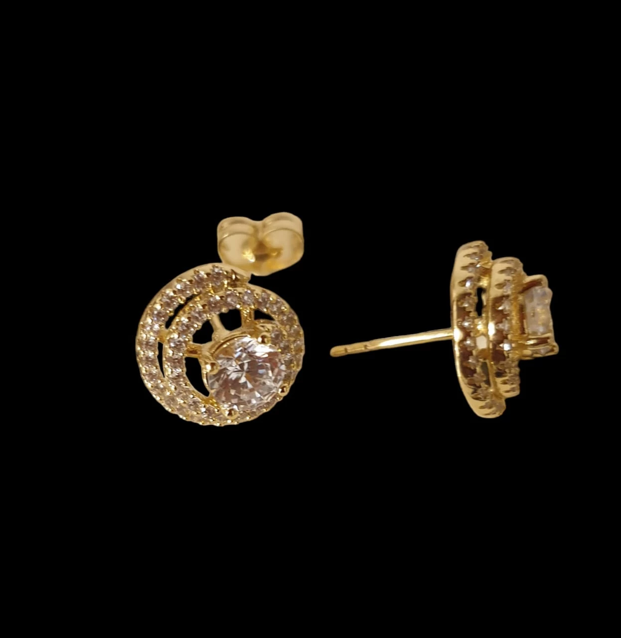 Romanian Gold Tone Spiral Snail Stud Earrings - photo 2