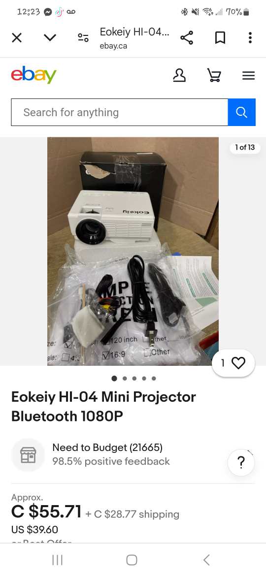 Eokeiy HI-04 Mini Projector Bluetooth 1080P
