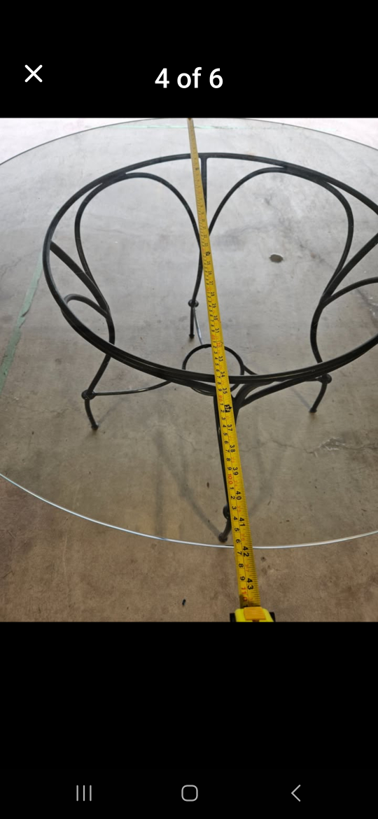 Round Glass Top Table with wrought iron frame - photo 3