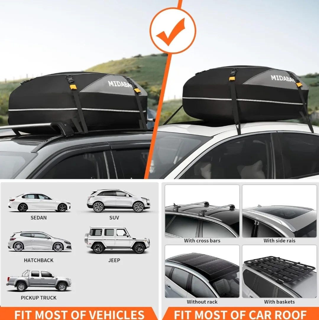 Rooftop Cargo Carrier 15 Cubic Ft, Waterproof with Anti Slip Mat image indicator(6)