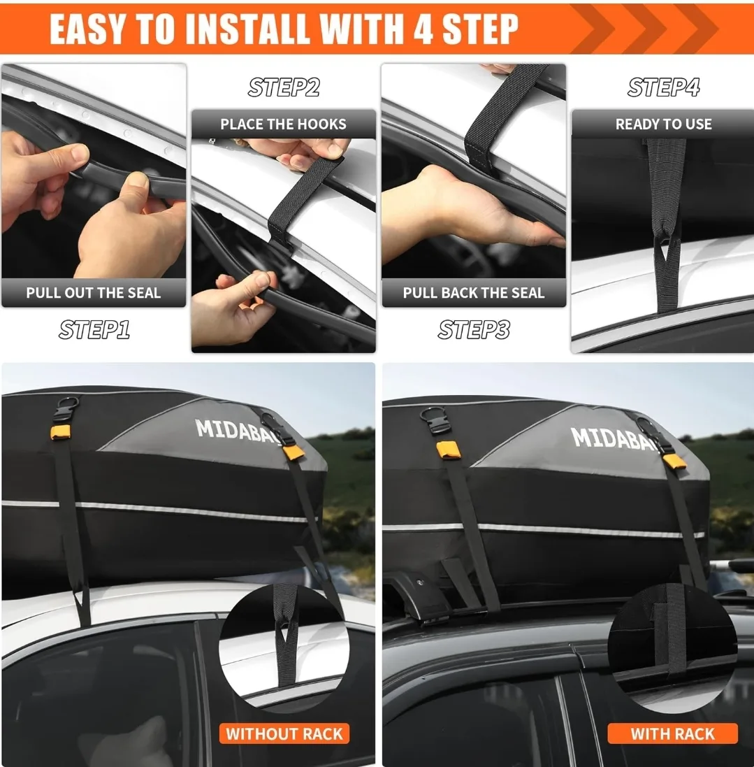 Rooftop Cargo Carrier 15 Cubic Ft, Waterproof with Anti Slip Mat image indicator(7)