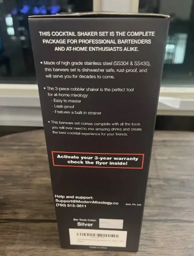 Cocktail 3 pcs Shaker Set Silver image indicator(3)