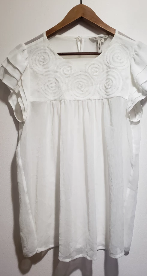 BCBG sheer white top