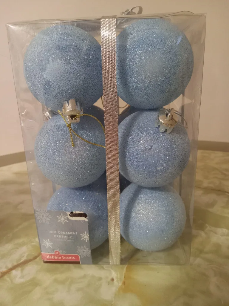 Debbie Travis Blue Glitter Christmas Ornaments image indicator(2)